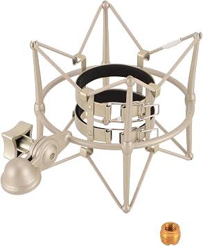 Microphones Shock Mount U47 Metal 60MM Zinc Alloy Holder, Gold, Anti Vibration Mic Mount for Recording Broadcasting, High Isolation Stable Support, Universal Mic Holder for Studio