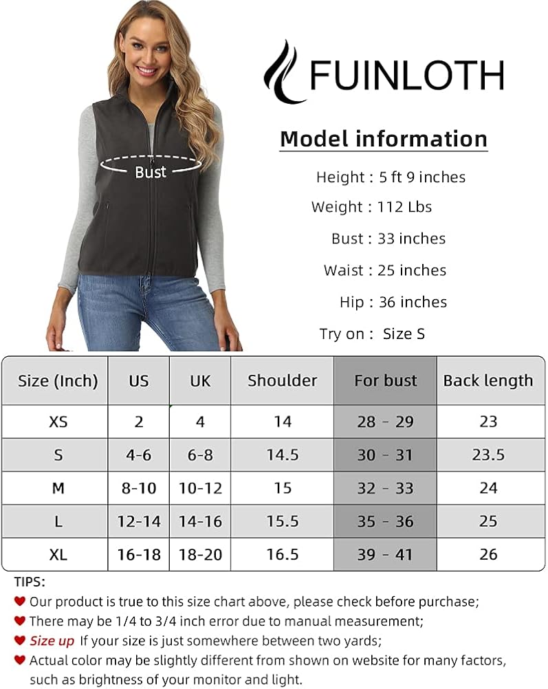 Fuinloth Women's Fleece Vest, Polar Soft Sleeveless Classic Fit with Zip up Pockets : Sports & Outdoors