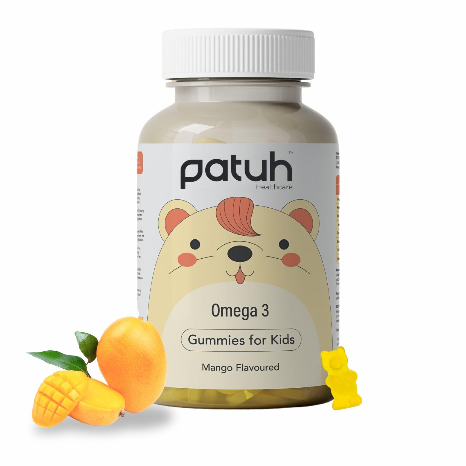 Omega 3 Gummies for kids (4 years & above) 100% Vegetarian Formula, Omega Veg Kids Gummies for Healthy Heart, Brain & Joints, Natural Mango flavor (Pack of 1)