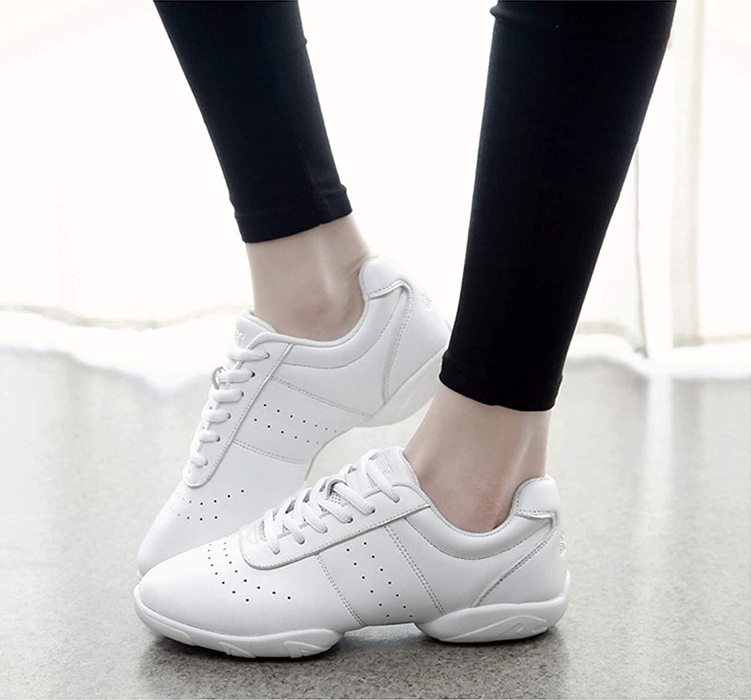 Gymnastikschuhe Für Kinder Billige Aerobicschuhe Für Kinder Weiche Bodenfitnessschuhe Jazz Moderne Quadratische Tanzschuhe Damen(36, White)