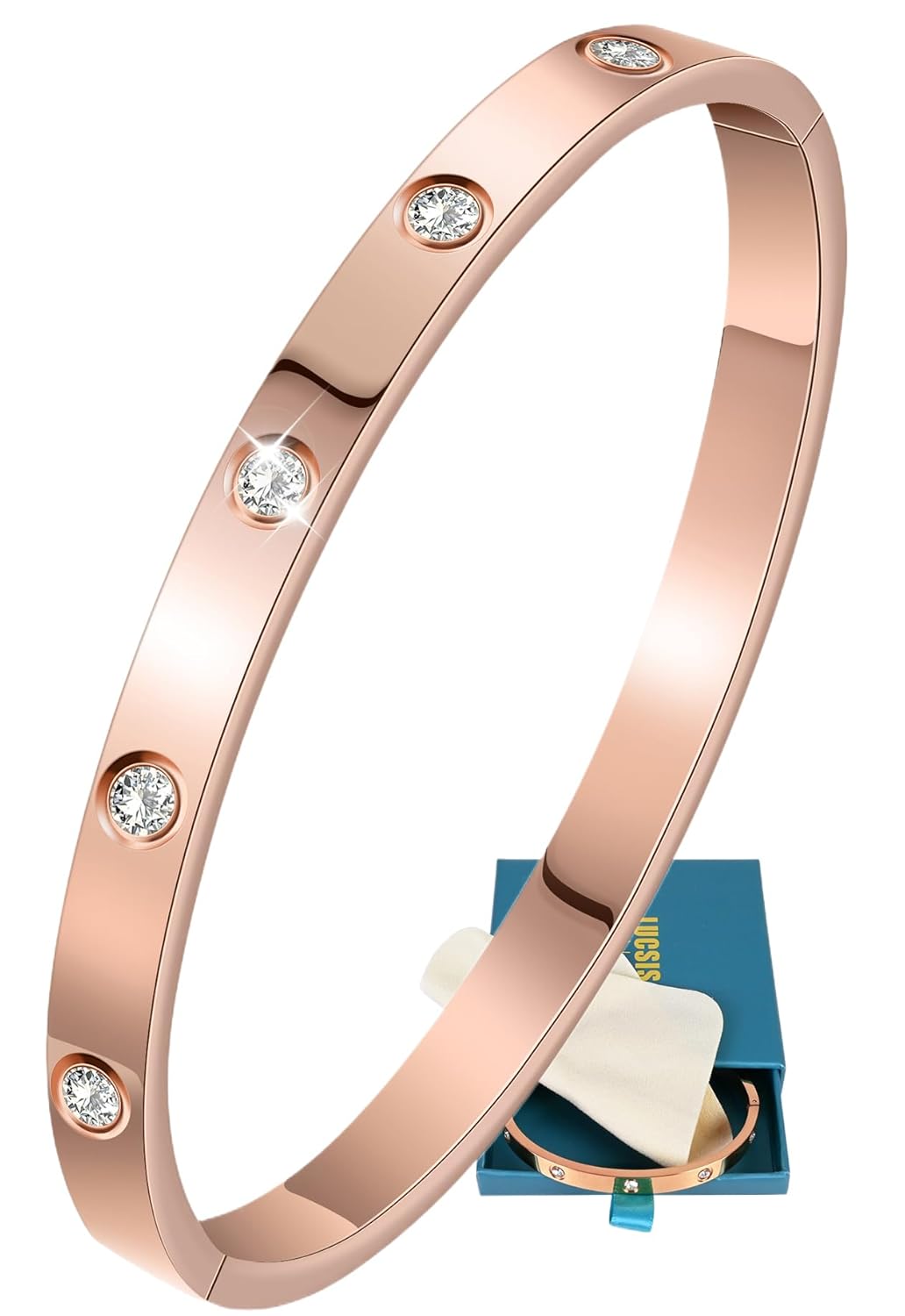 18K Gold Bangle Bracelets for Women Stainless Steel Bracelets18K Real Gold Plated with Love 5A Cubic Zirconia Friendship