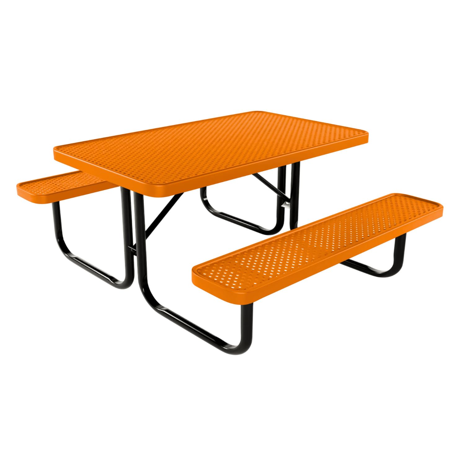 Coated Outdoor Furniture Heavy-Duty Portable Outdoor Kids Table, Punched Steel Kids Picnic Table, Commercial-Grade Picnic Table, Made in America (4ft Rectangular, Childrens, Orange)