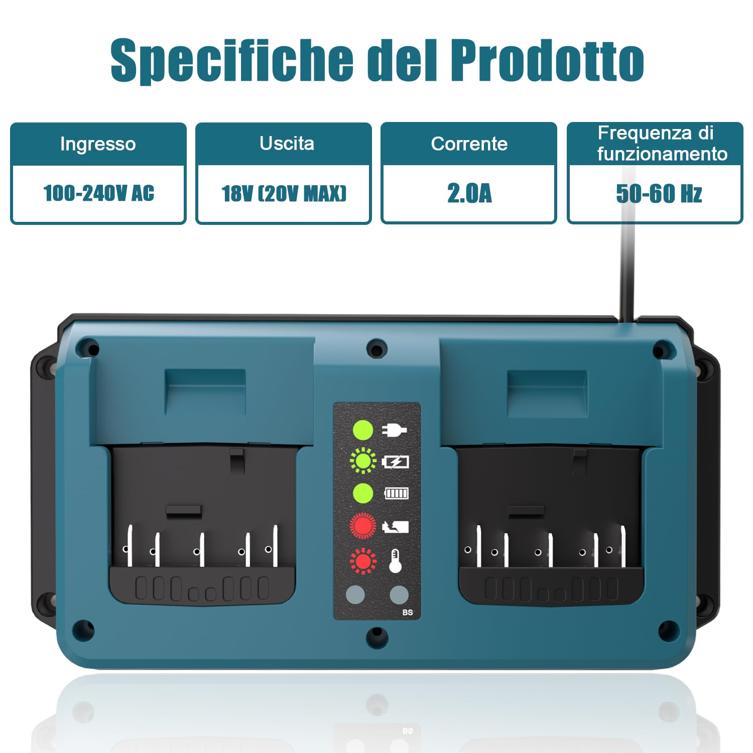 KUNLUN Caricabatterie per Bosch Professional 18V Batteria, Caricabatterie Sostitutivo a 2 Porte con Display LED per Bosch Batterie 18V GBA BAT609, BAT610G, BAT618G, BAT619 e BAT621