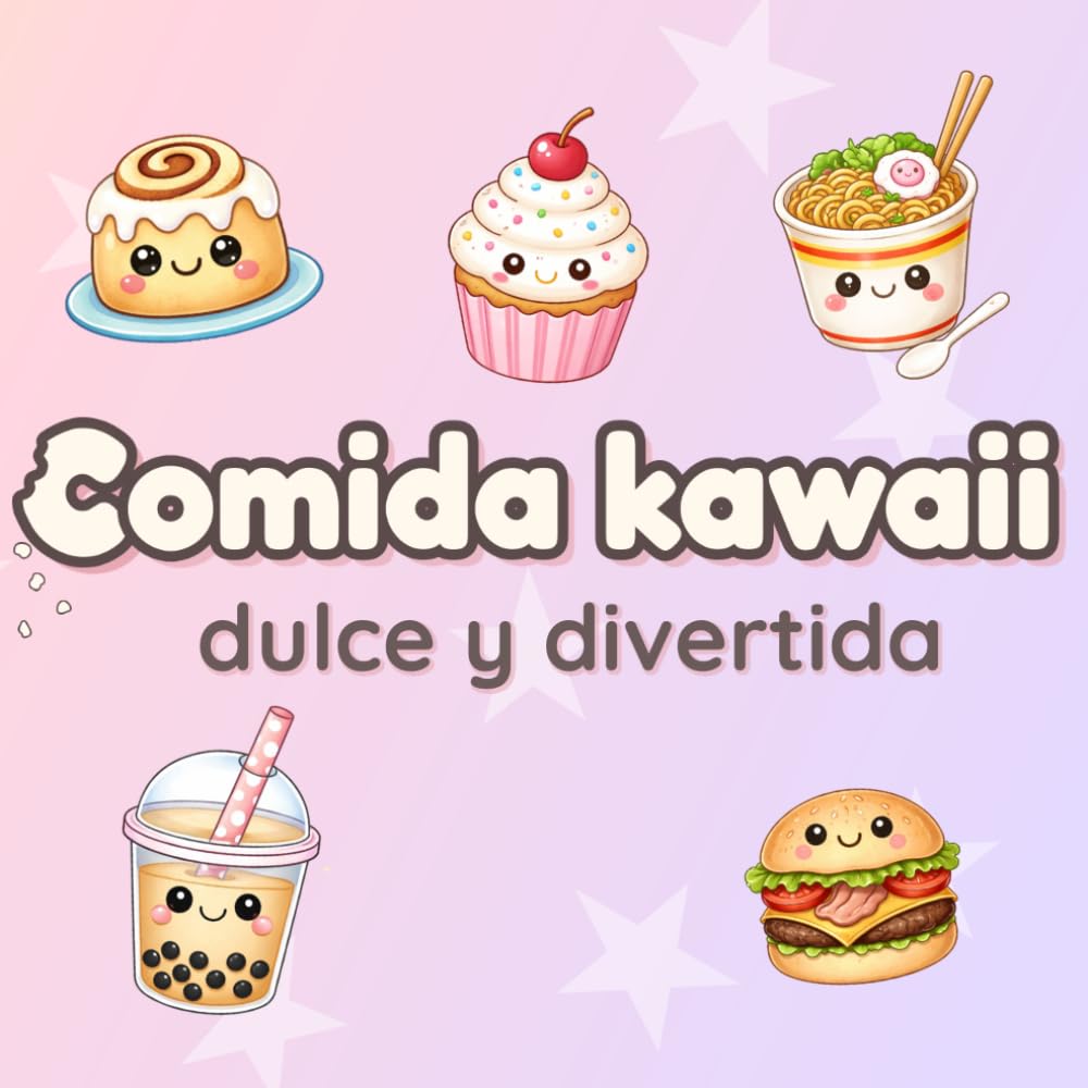 Comida Kawaii dulce y divertida para colorear: 50 dibujos adorables de Comida Kawaii | Libro para colorear relajante y antiestrés con páginas a una cara para niños y adultos