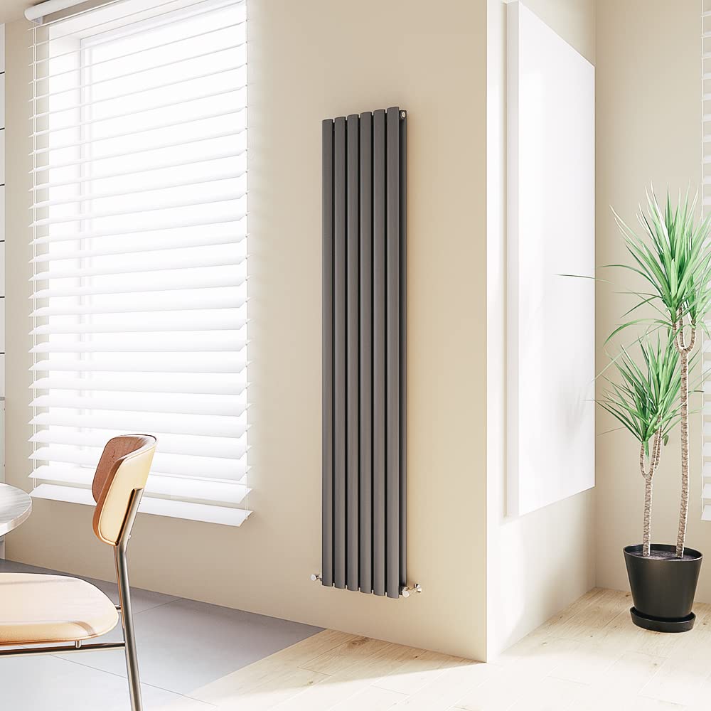 Huiyang Anthracite Vertical Radiator Oval Column Designer Central Heating Tall Rad 1800X354mm Double