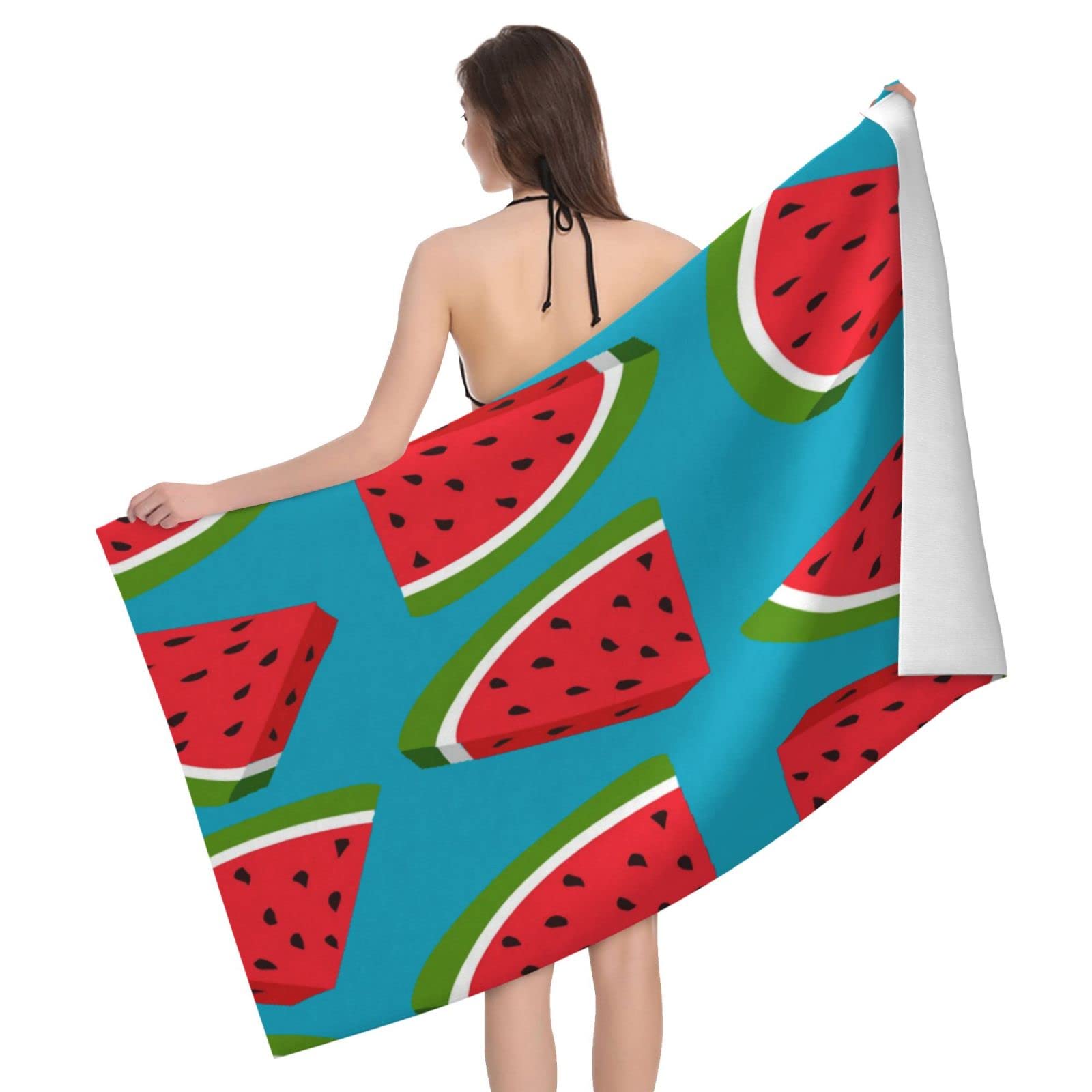 Lawenp Watermelon Beach Towel, Lightweight Sand Free Quick Dry Microfiber Absorbent Bath Towel for Kids, Adults, Swimming, Bath, Yoga, Pool, Travel, Camping 32"X52"