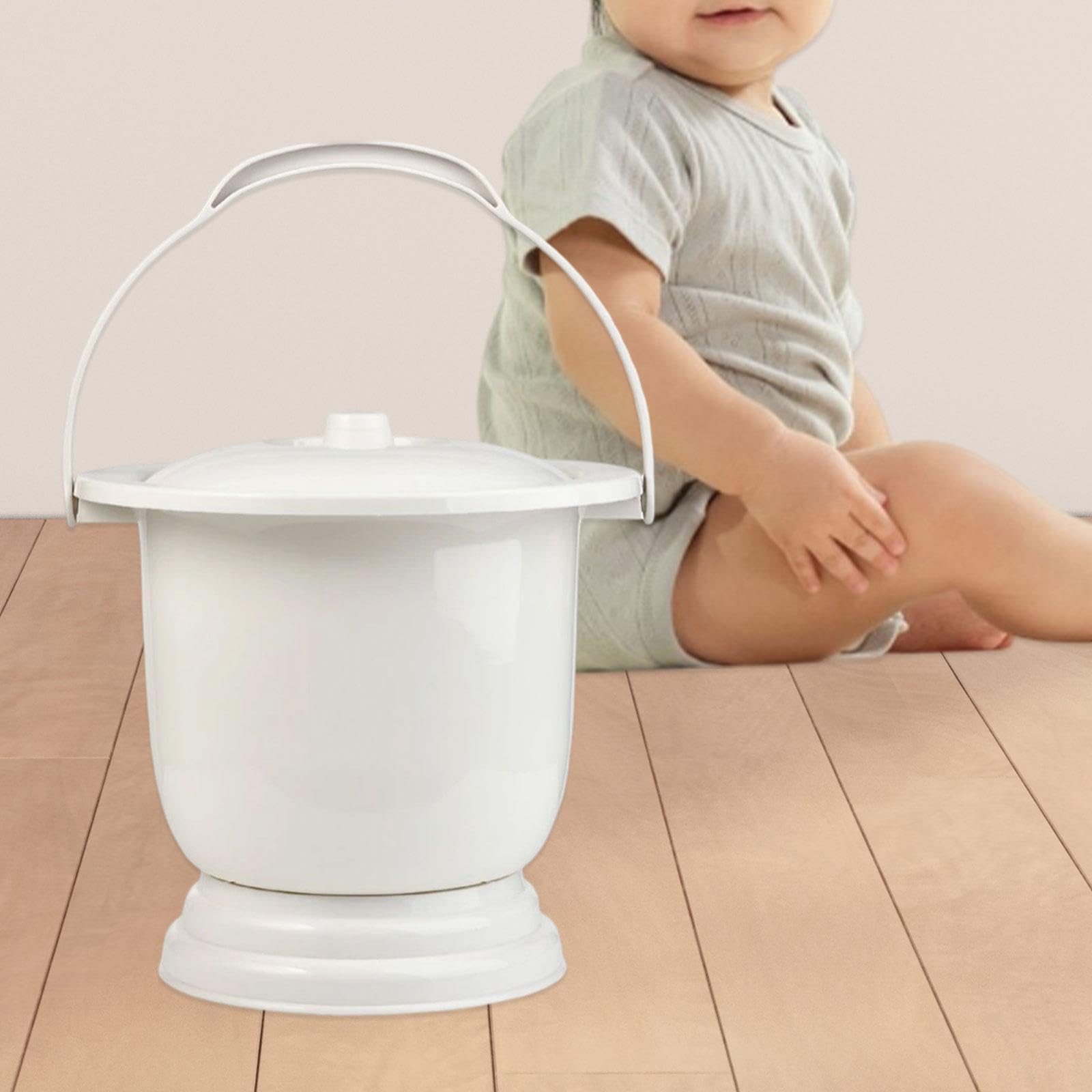 Orinal Portátil, Escupidera, Urinario con Tapa para Adultos, Niños, Uso Doméstico, Mujeres, Hombres Y Ancianos, Blanco