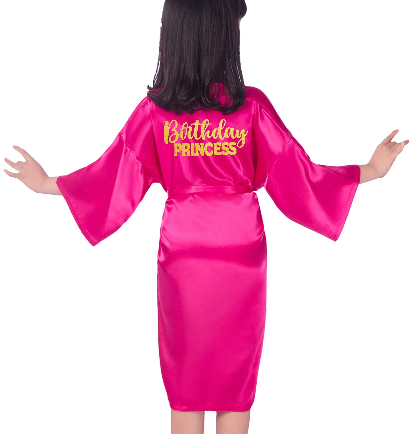 EKVHDO Birthday Squad Birthday Girl Princess Robe Spa Robes for Girls Party Satin Silk Kimono Robes Party Supplies