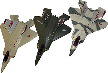 F / A-22 Raptor مجموعة طائرات مقاتلة تابعة للقوات الجوية الأمريكية ، 7 بوصات ، ضوء وصوت ، 3 مجموعات باللون الرمادي التمويه الكلاسيكي ، تان الصحراء ، وشبح تكتيكي أسود