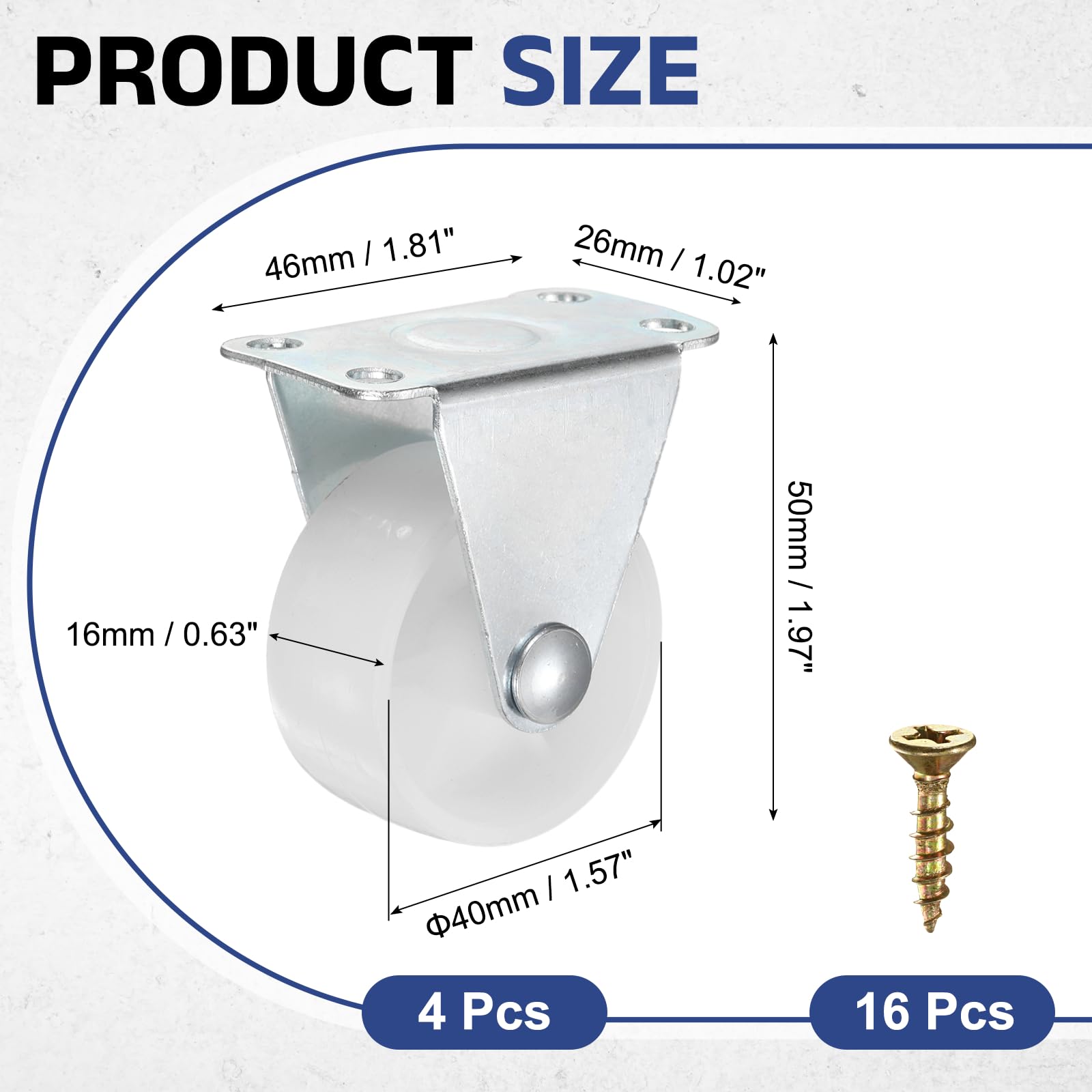 PATIKIL 1.5 Inch Fixed Caster Wheels - Image 2