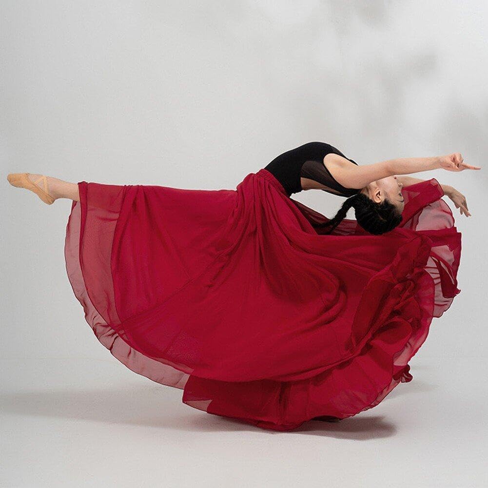 Sanfly Gonna Lunga in Garza a Strati 720 Gradi Gonna Lunga in Raso Elegante per Danza del Ventre Flamenca Costume Spagnolo