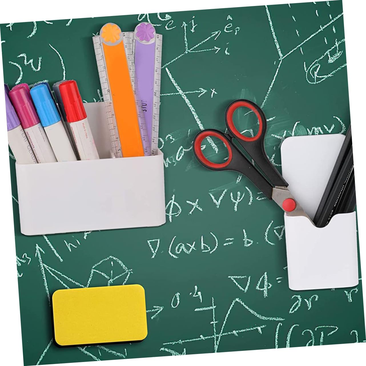 DOITOOL 4 Set Supporto Magnetico per e Cancellini per Lavagna Organizer Scrivania Materiale Resistente e Antigraffio per Casa e Ufficio