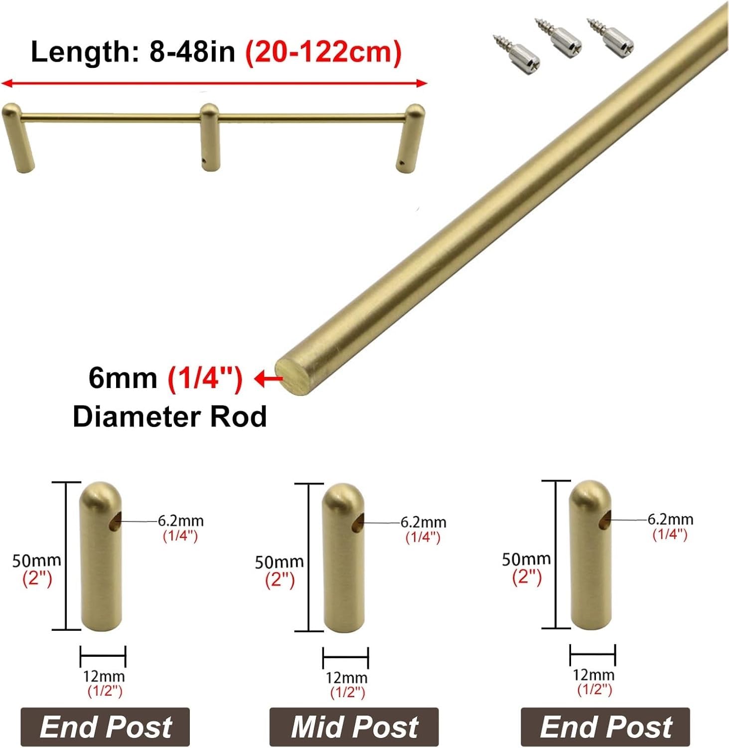 Kit de Rieles de Latón Macizo para Estanterías, 25 37 43 50 65 83 97 cm Rodillo Protector para Bordes de Estantes para Objetos de Colección y Cristalería(83cm)