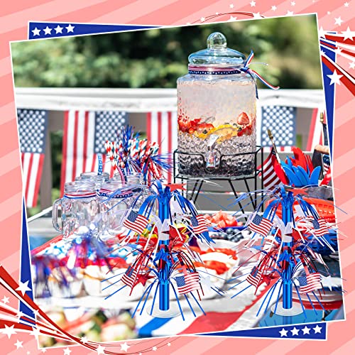 Image of Sintuff 12 Pcs 4th of July Centerpieces for Tables Patriotic Table Decorations Memorial Day Centerpieces USA Flag Star Foil Centerpieces for Labor Day Veteran Day Party Supplies, Red Blue and White