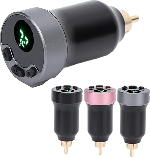 Battery Tattoo Machine, 1600mAh Mini Wireless Tattoo Power Supply, LED Display, Portable Tattoo Pen Battery Connector RCA Interface USB Power Supply Voltage Artists(Grey)