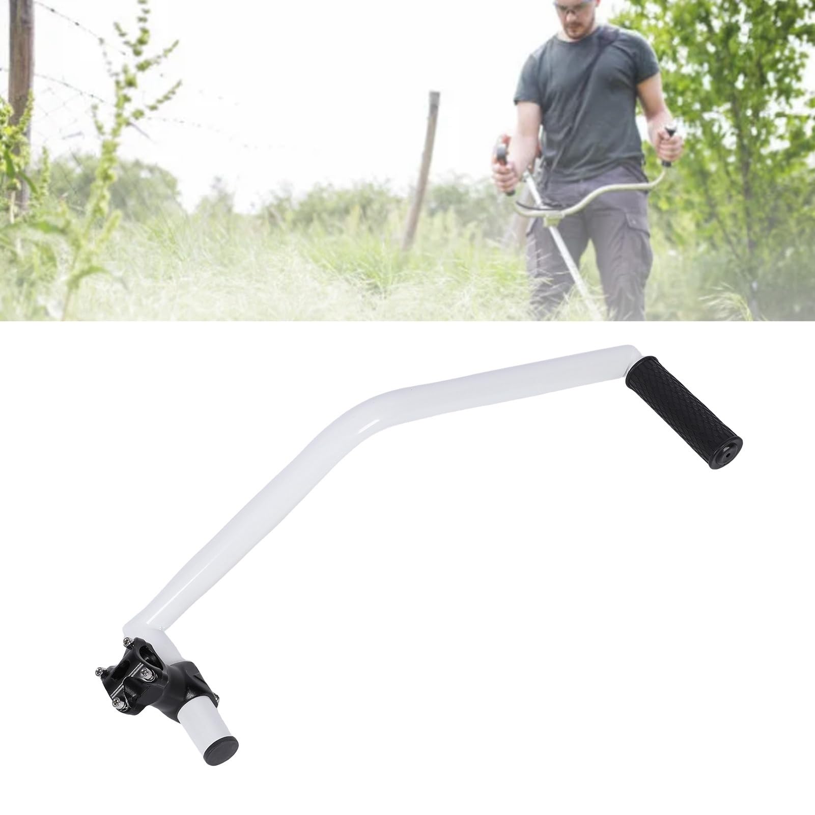 Mango Ergonómico para Cortacésped, Extensión de Mango para Desbrozador con Clip de Soporte, Empuñadura de Aluminio para Cortacésped, para Cuidado del Césped, Paisajismo