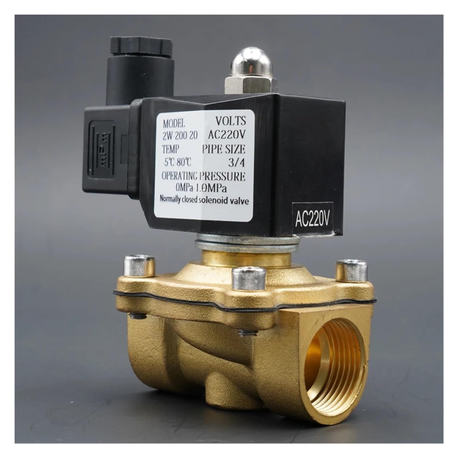 Zawór elektromagnetyczny wodny normalnie zamknięty Zawory mosiężne 22012V24V Powietrze Woda Gazowy zawór membranowy 1/4" 3/8" 1/2" 3/4" 1" 2" Płyn przemysłowy(DN25,DC12V)