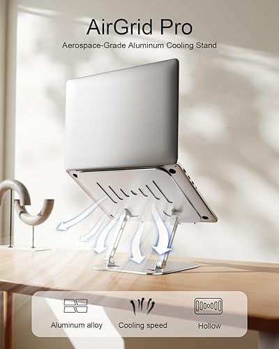 Miniatura 4 de Soporte para computadora portátil ajustable para escritorio, soporte plegable para computadora portátil, altura ajustable para MacBook, PC,