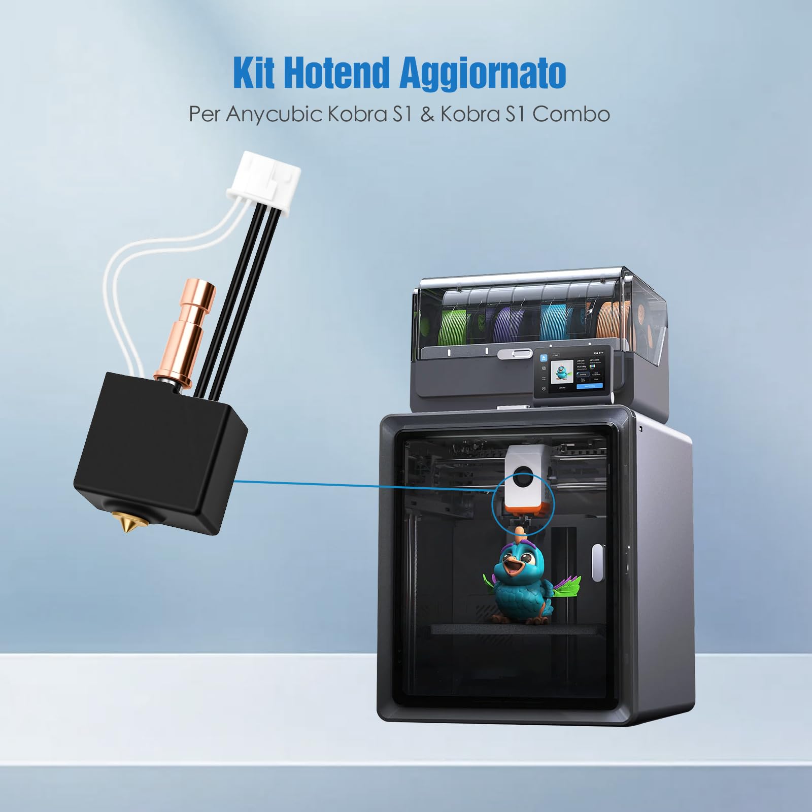 Kit Hotend per Anycubic Kobra S1 e Kobra S1 Combo, Hotend di Ricambio Migliorato con Ugello in Ottone da 0,4 mm, Riscaldamento Rapido ed Estrusione Stabile – Accessori per Stampanti 3D