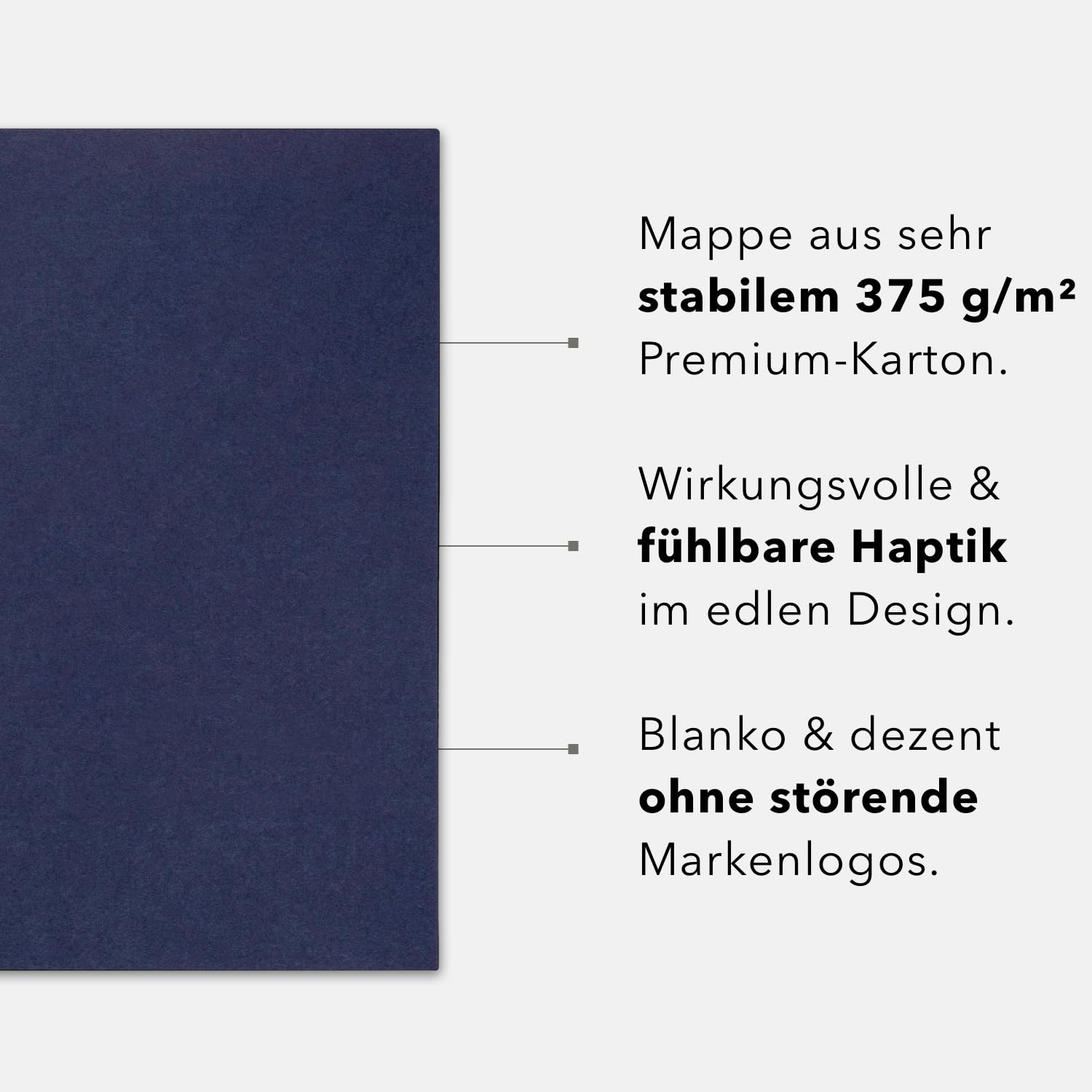Carpeta de presentación A4 en azul marino (20 unidades) – Cartón premium muy estable de 375 g/m² – directamente del fabricante STRATAG – Carpeta de documentos carpeta A4 carpeta de papel carpeta de