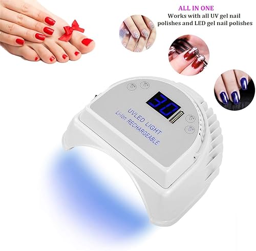 Miniatura 2 de 64W recargable Pro LED Gel Nail UV luz UV LED lámpara de uñas inalámbrico LED luz para uñas (blanco) Blanco,Negro