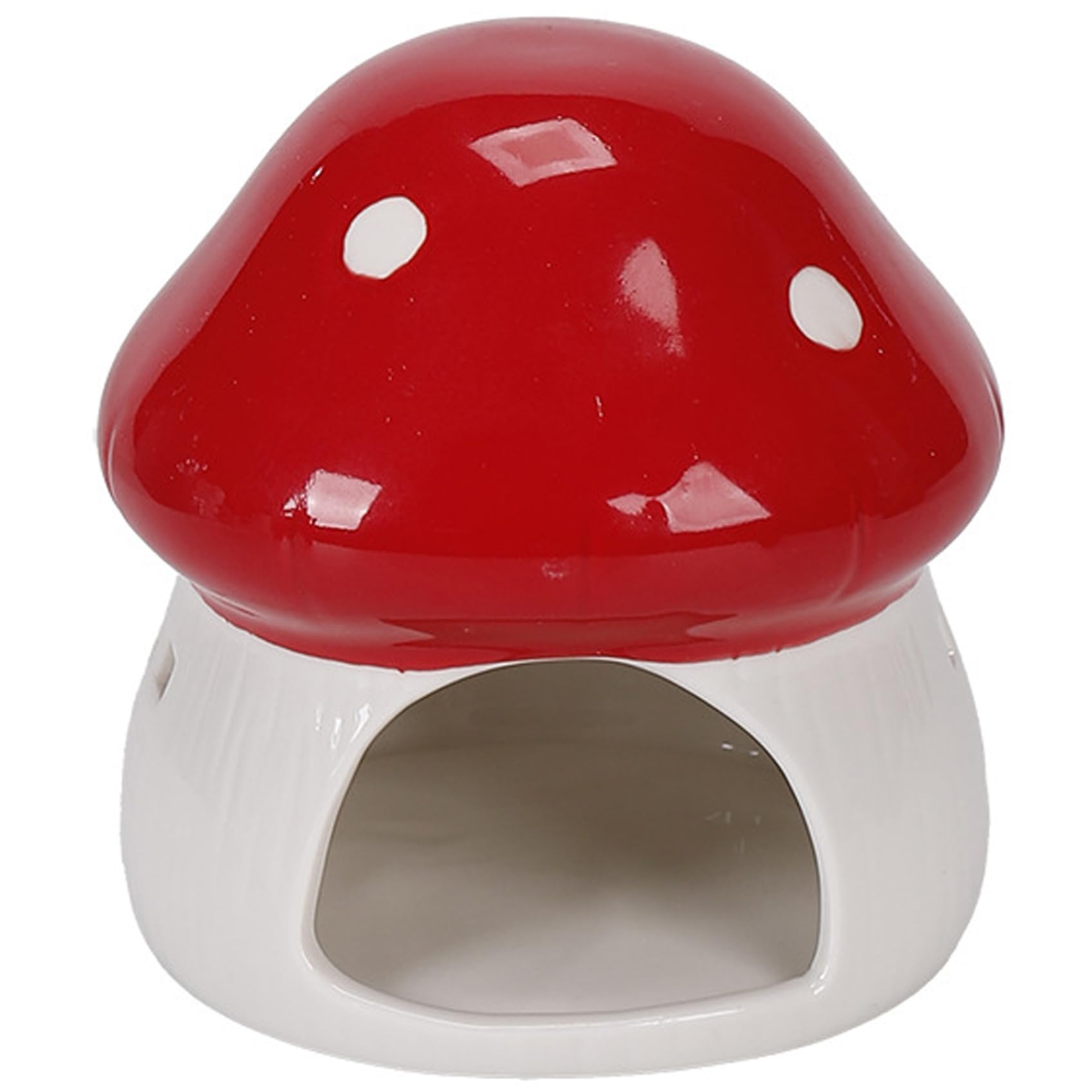 Licsaliwe Ceramic Hamster Hideout - Mushroom Shaped Hamster House for All Seasons, Cute Decorative Hide & Cool Bed for Dwarf Hamsters Gerbils Mice