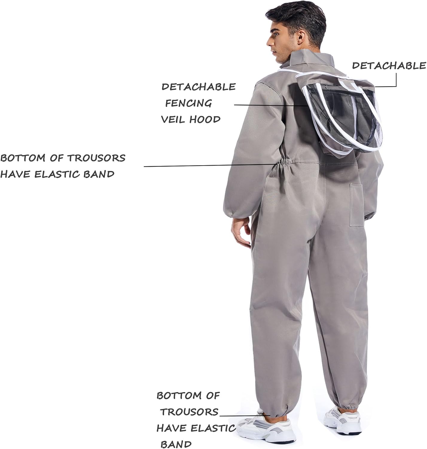 ANDES Beekeeper Suit for Men & Women - Universal Beekeeping Supplies | Bee Suits Attire with Ventilation Veil &Sheepskin Gloves XX-Large