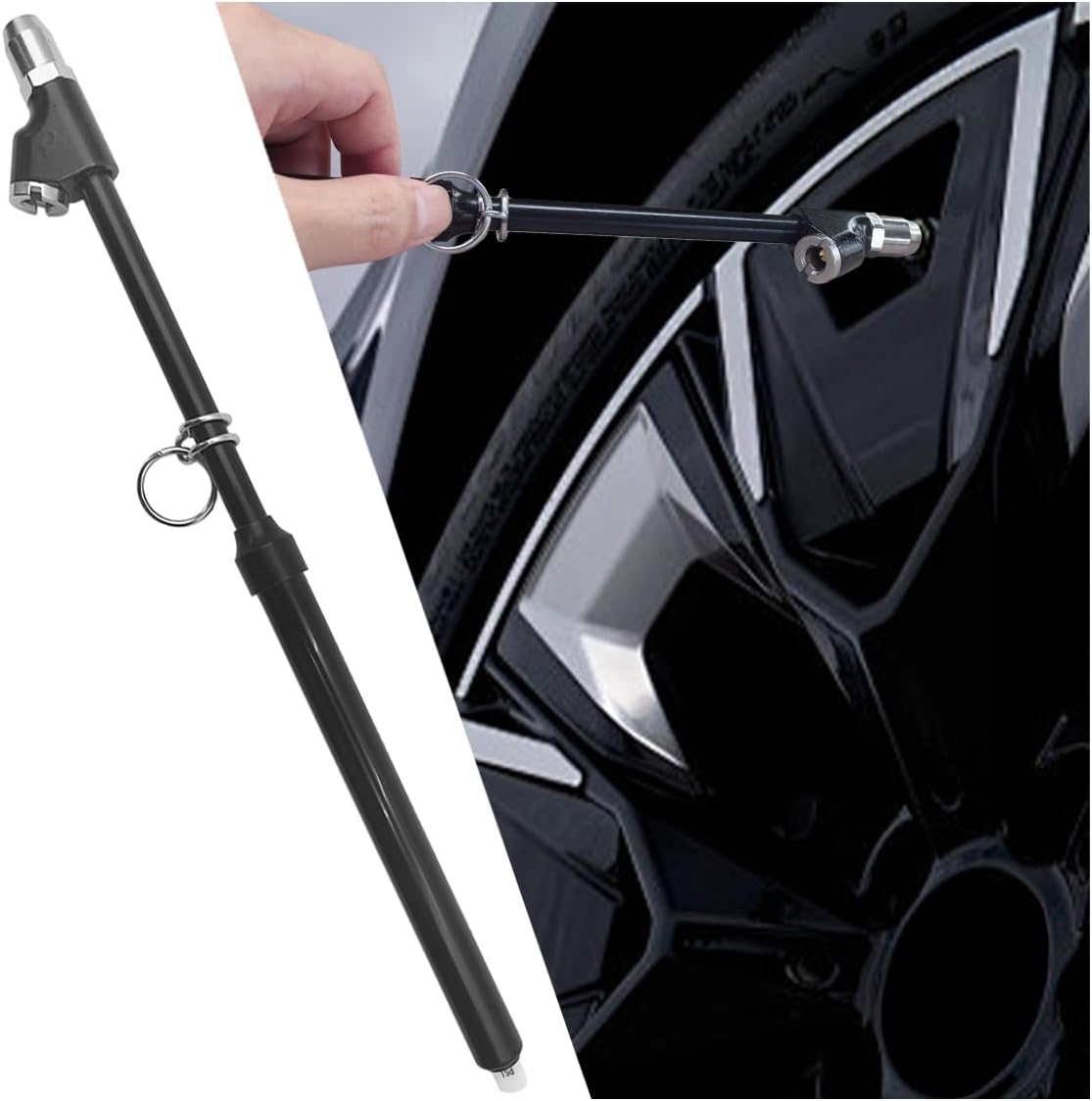 Dual Head Tire Pressure Gauge, Heavy Duty Tire Air Gauge Range 10-150PSI, Straight-On Truck Tire Pressure Gauge, Extended Tube Tire Pressure Checker for Semi Truck, Car, RV, Bus, Motorcycle