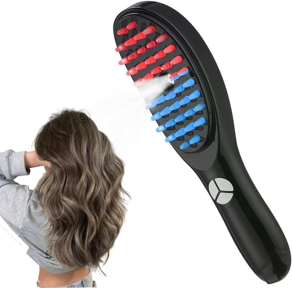 Zorzel Electric Massage Comb Hair Comb Meridian Head Massager Red Light Therapy Hair Comb Spray Moisturizing EMS Massage Comb - 1 PC
