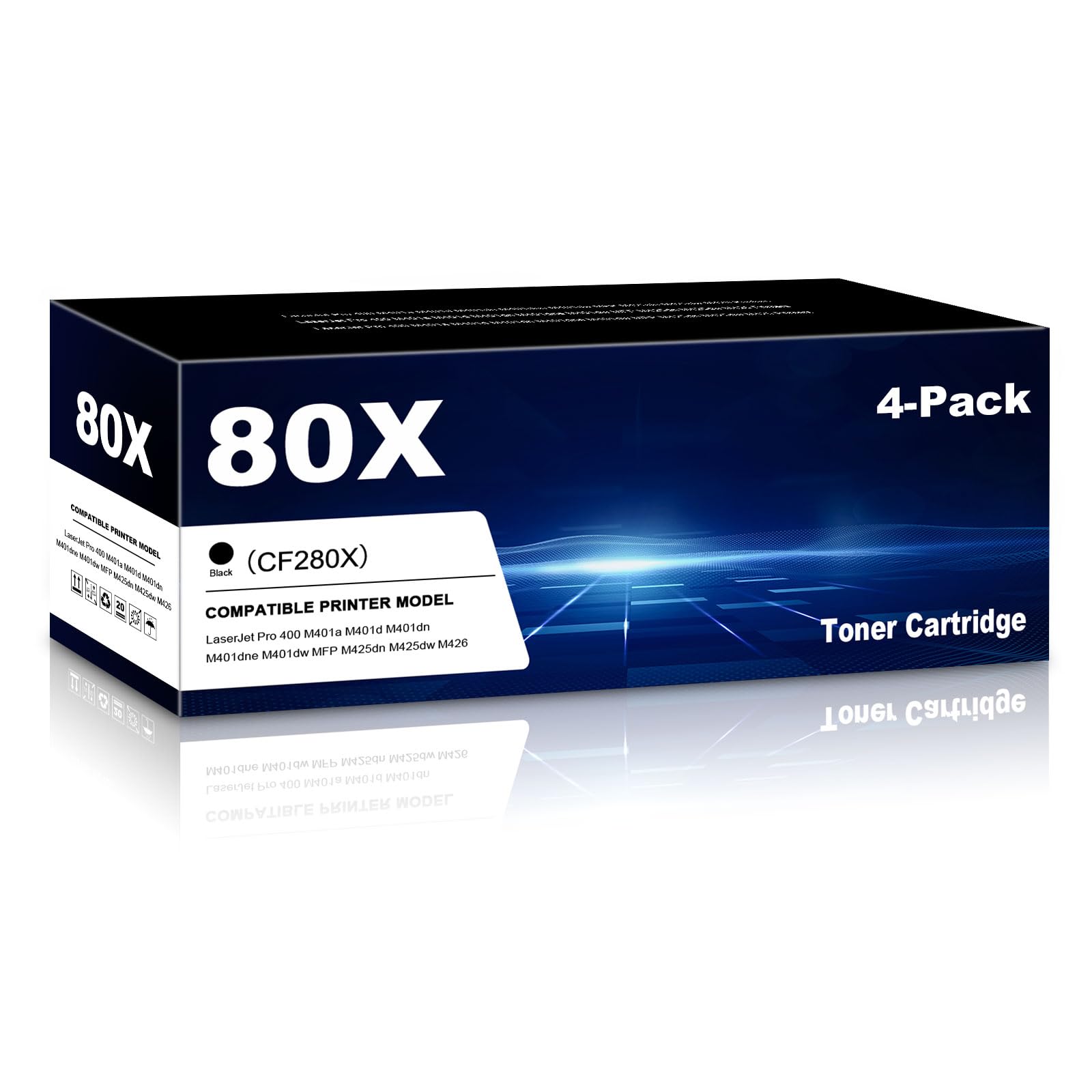 80X kaseta z tonerem zamiennik do HP 80X 80A CF280X CF280A LaserJet Pro 400 M401a M401d M401dn M401dne M401dw MFP M425dn M425dw M426 - czarny - 4 sztuki (z chipem)