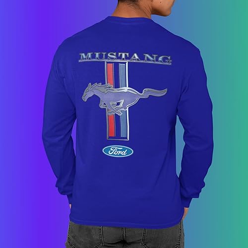 Miniatura 9 de Ford Mustang Pony Racing Stripe 5.0 Muscle Shelby Camiseta de manga larga con estampado delantero y trasero