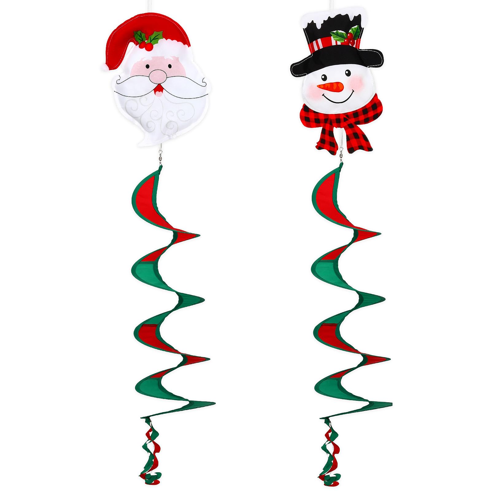 NOVWANG 2 Pcs Christmas Wind Spinners Outdoor Yard Santa Snowman Decor