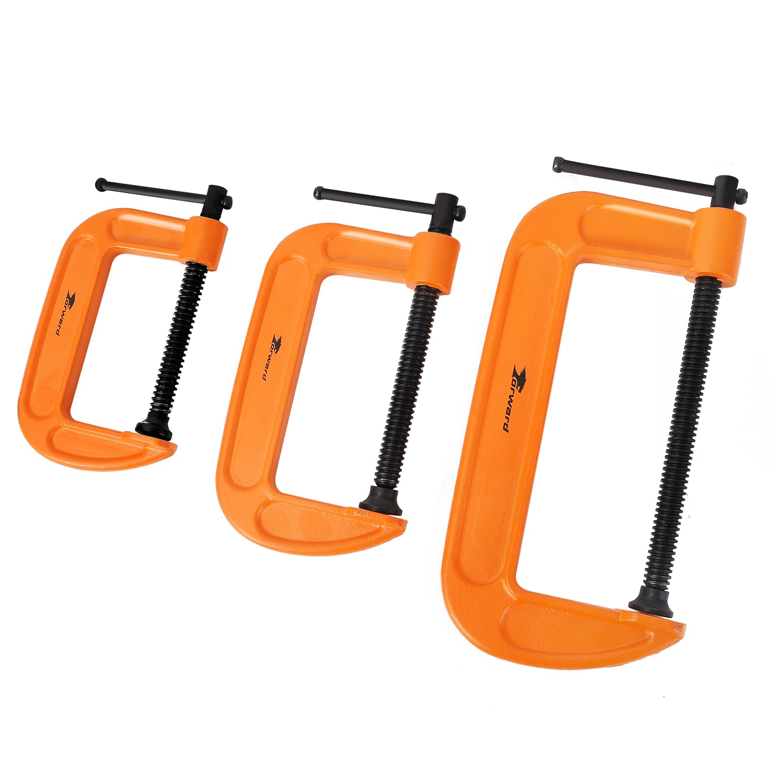 Forward C-Clamp 3 Piece Set 3in, 4in, 6in Heavy Duty Ductile Iron C Clamp Set KIT