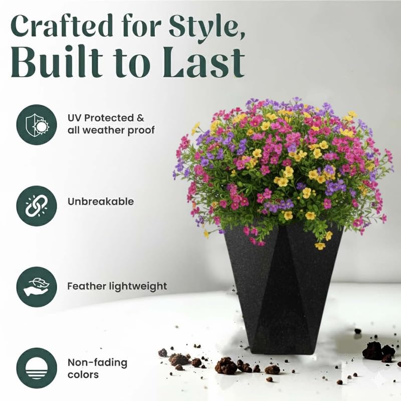 Image of Amazon Brand - Umi Diamond 18 Inch Pots for Planter & Flowers Big Size Gamla - Lightweight, Durable Outdoor & Indoor Planters, Perfect for Balcony & Terrace Gardens (Black)