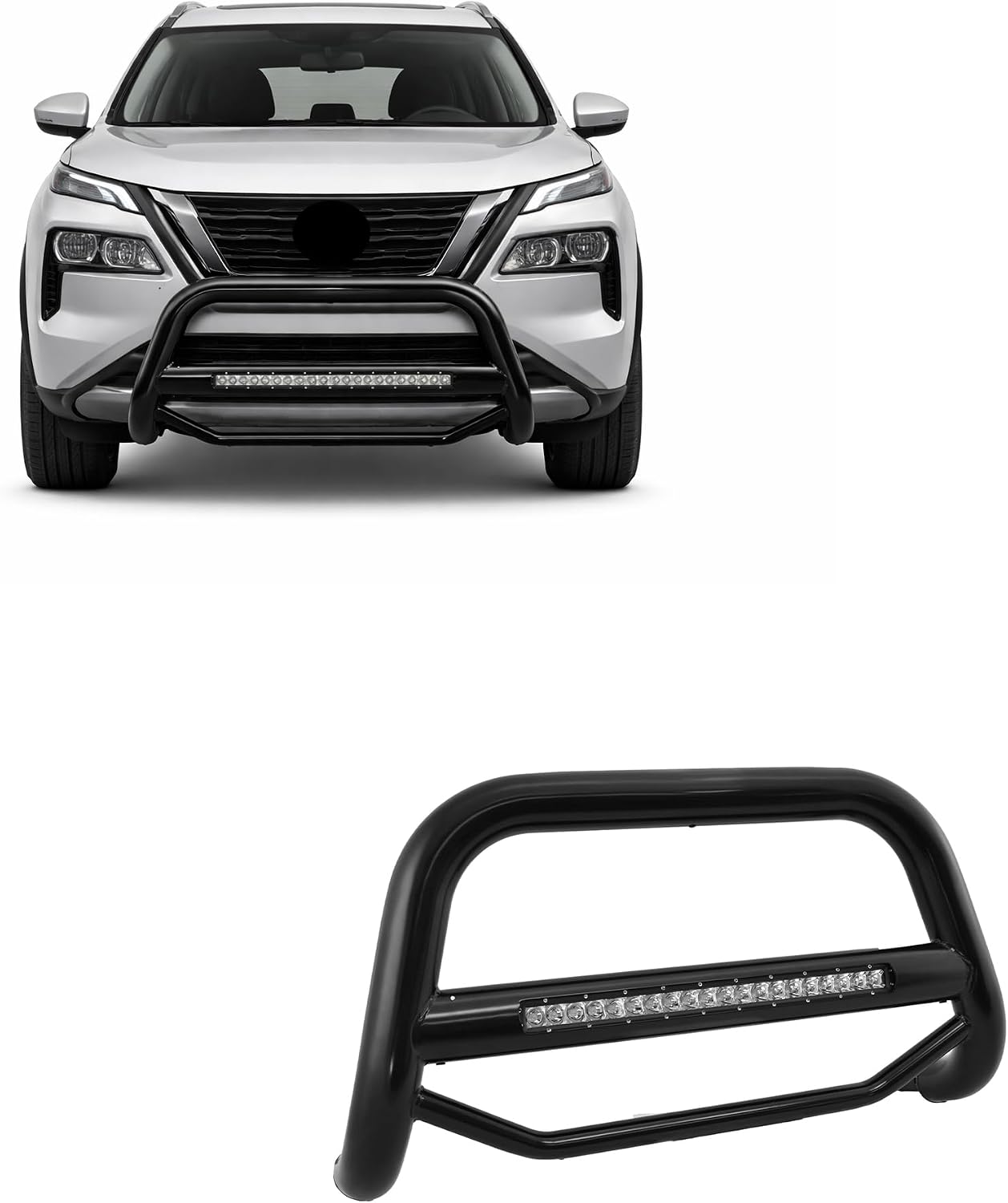 Black Horse MAX Beacon Bull Bar No Skid Plate Black Compatible with 2021-2023 Nissan Rogue-MAB-NIA902B