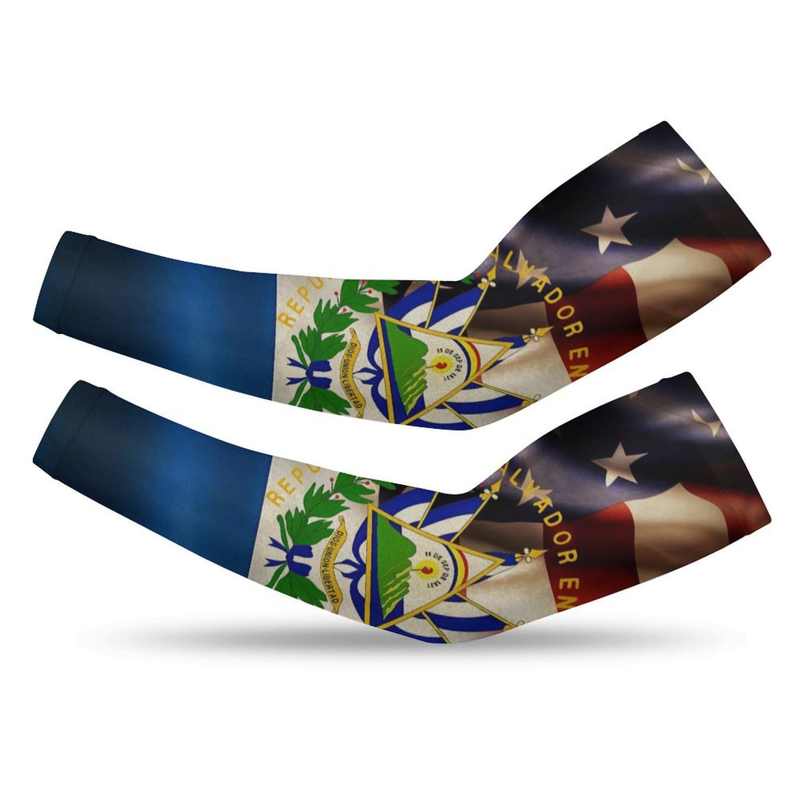 generic Combined El Salvador And USA Flag Arm Sleeves,Cooling Gardening Arm Covers,Arm Sleeves Cover UV Sun Protection for Women Men Farmer Outdoor Sports, Large