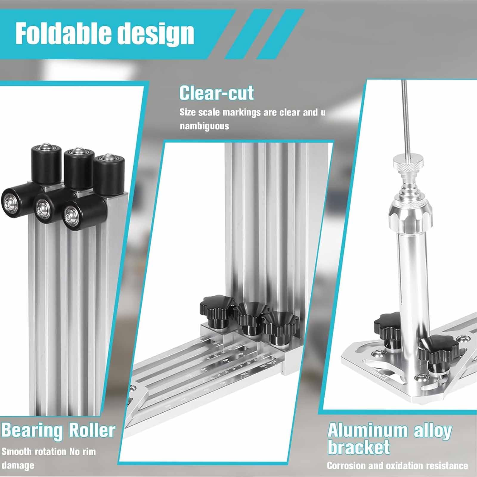 Support Pliable Pour Le Dévoilage Et Le Rayonnage De Roues Vélo (16-29 Et 700c) | Support Avec Échelle De Taille De Jante, Rotation À 360°, En Alliage Daluminium, Pour La Réparation