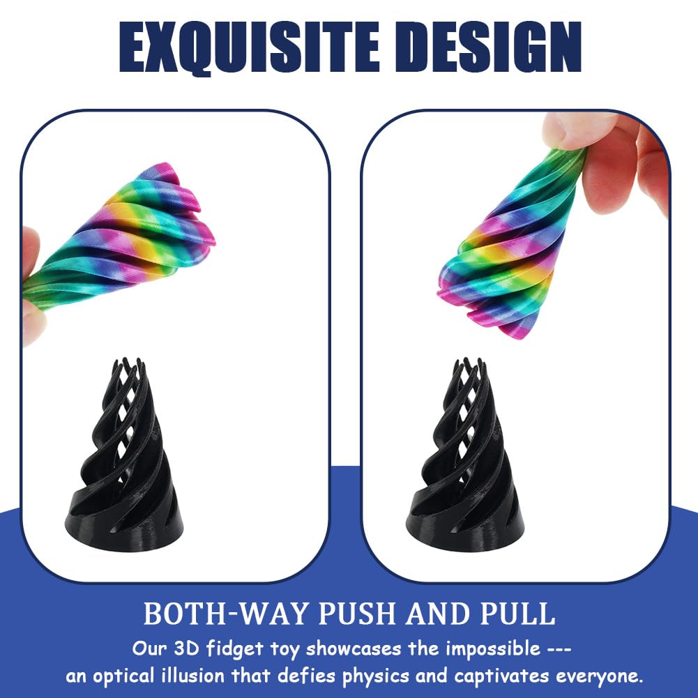3Pcs Impossible Spiral Pyramid Fidget Toy, 3D Printed Passthrough Sculpture with Glow in Dark - Image 3
