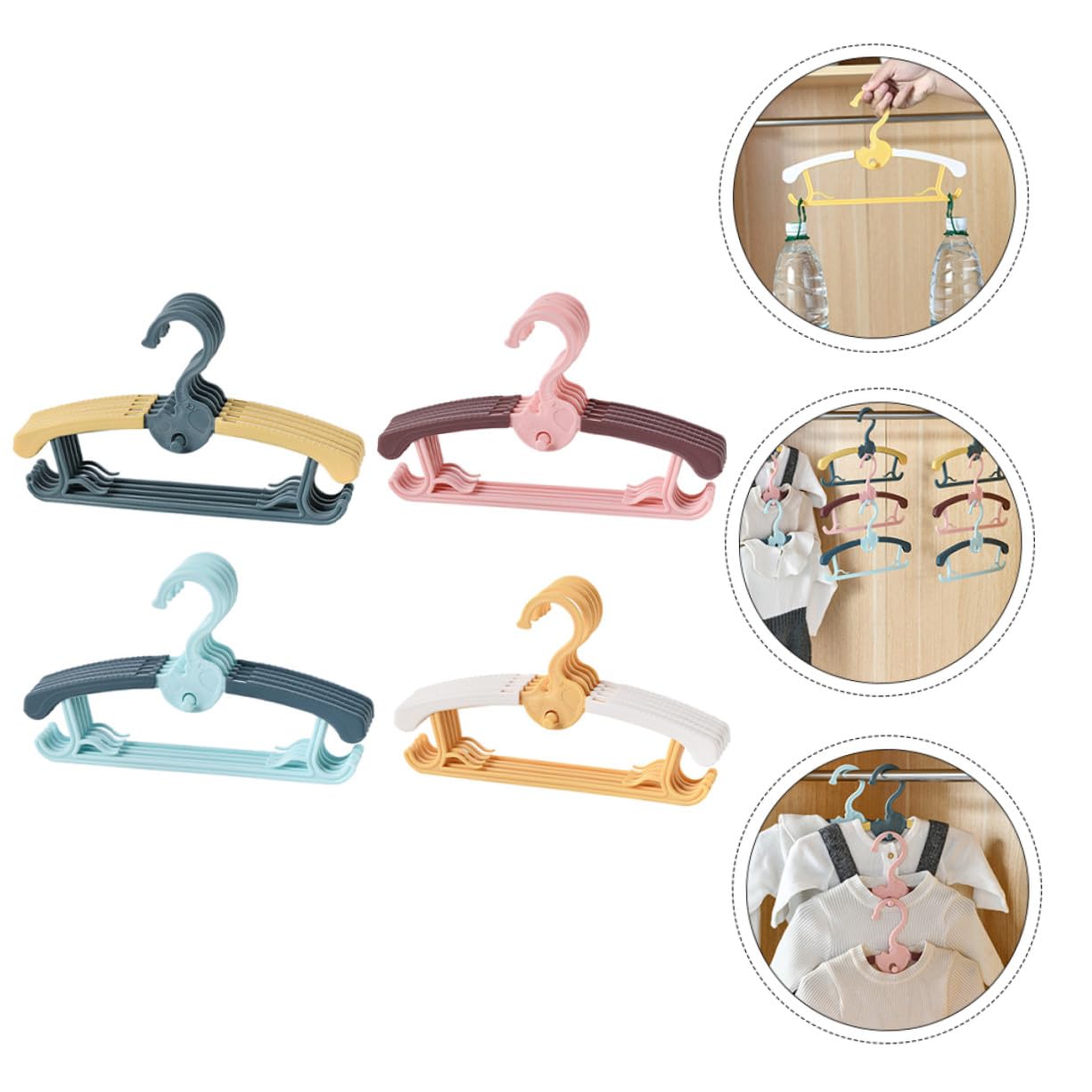 Gatuida 20 Stück Einziehbares Kleiderbügel für Babys und Kinder mit Rutschfestem Pp Material Kreativer Elefantenform für Schränke und Wäschetrocknung Zuhause Zufällige Farbe
