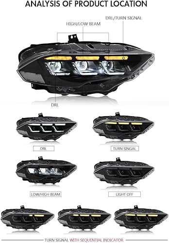 Miniatura 6 de Faros delanteros TT-ABC Mods para Ford Mustang 2015 2016 2017 y Shelby GT350 GT500 Full LED (2015-2017)