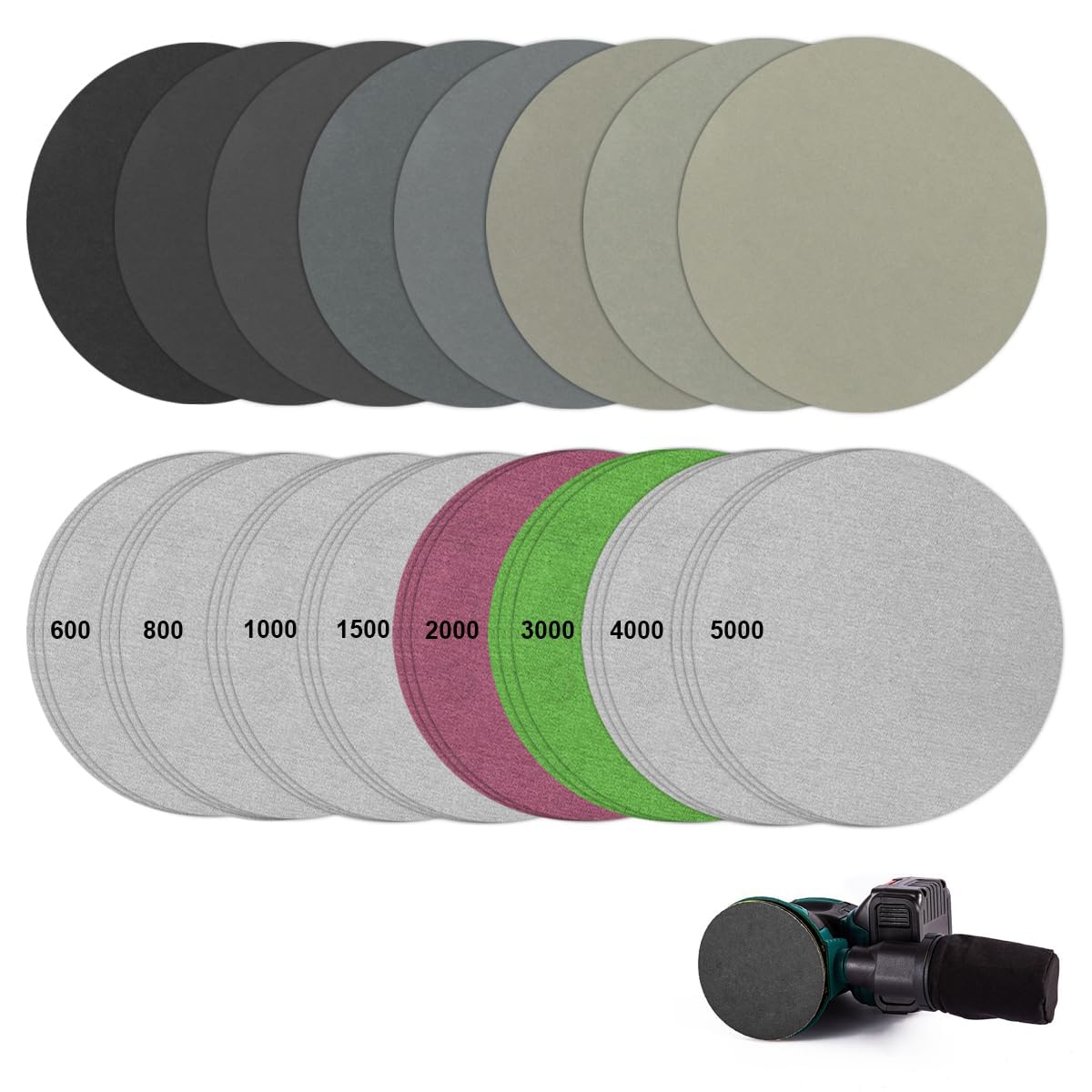 24 Pieces 125mm Sanding Discs, Wet and Dry Hook and Loop Sanding Pads