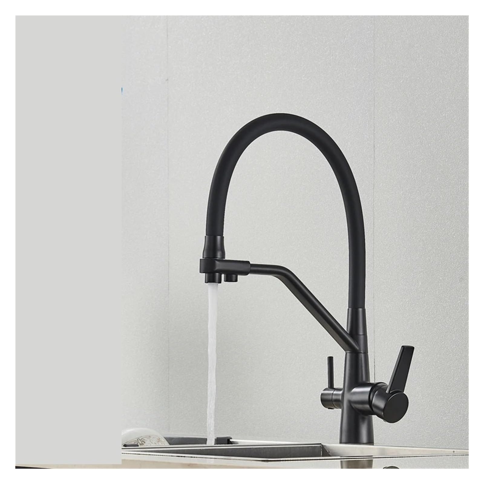 1PCS Filtration Küchenarmatur Reinigung Küchenarmatur 360 Grad drehbarer Wasserfiltrationshahn Küche Dreiwege-Warm- und Kaltmisch-Spülbeckenhahn (Color : Brushed Nickel)