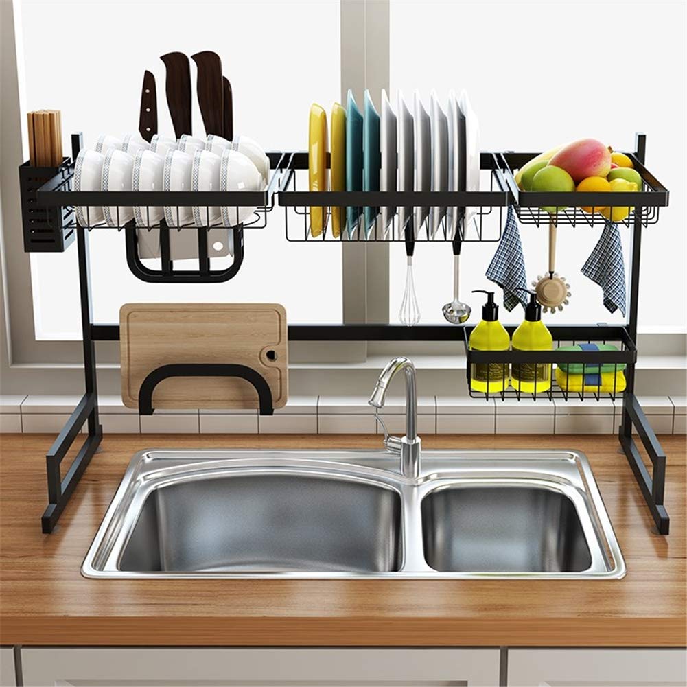 Zyh Shelf Dish Drainer Rack Holder Black Stainless Steel Kitchen Rack Sink Dish Rack Drain Bowl Rack Dish Rack Kitchen Supplies Storage Rack Buy Online In Belize At Belizedesertcartcom Productid 132221047