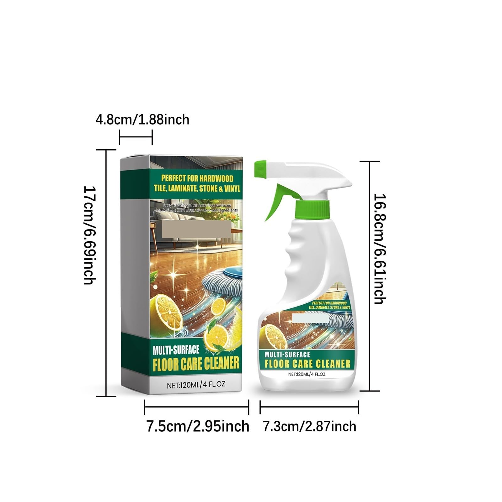 Limpiador multisuperficie for pisos, 120 ml, abrillantador, limpieza de polvo, nutrición profunda, mantenimiento, eliminación de olores, aerosol limpiador de pisos(10pcs)