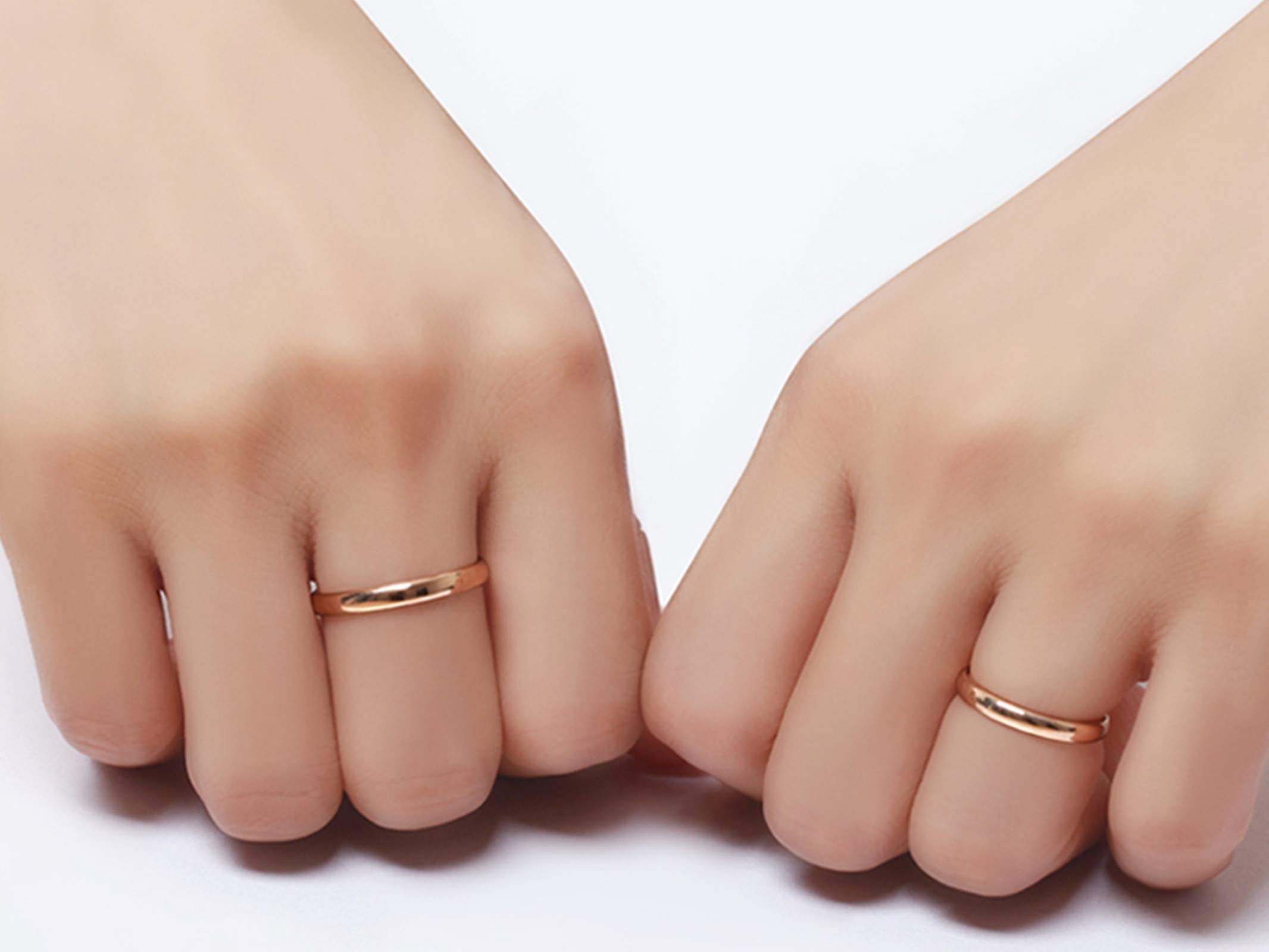 KnSam Bague Femme Fine 2.3MM Simple Classique Femme élégant, Or 18 Carats Élégance Cadeau Noël