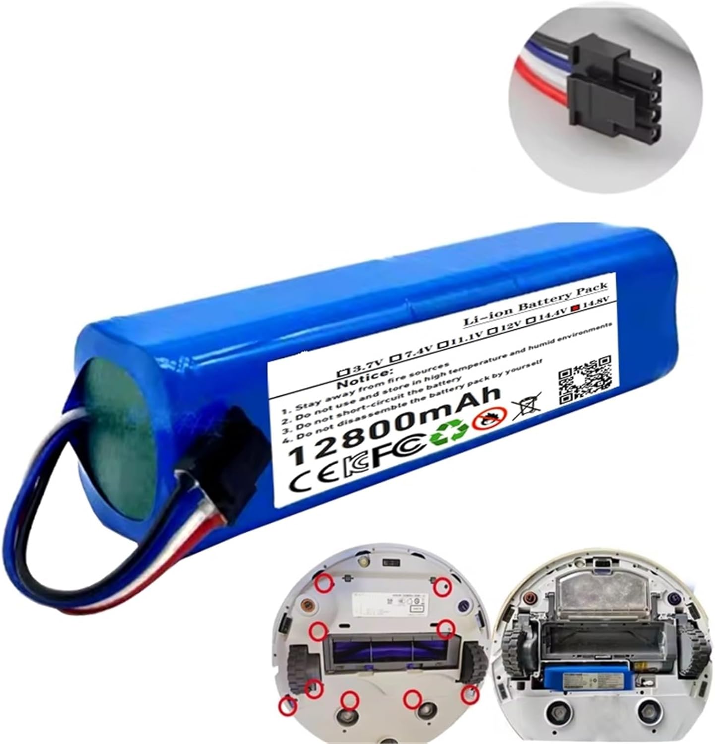 14.4V/14.8V Lithium Battery，Compatible For Eufy, Robovac L70 L10 Hybrid T2190，Compatible For Qihoo，360 S9 X95 X90 Robot Vacuum Cleaner Battery(5200mAh-L6.2)