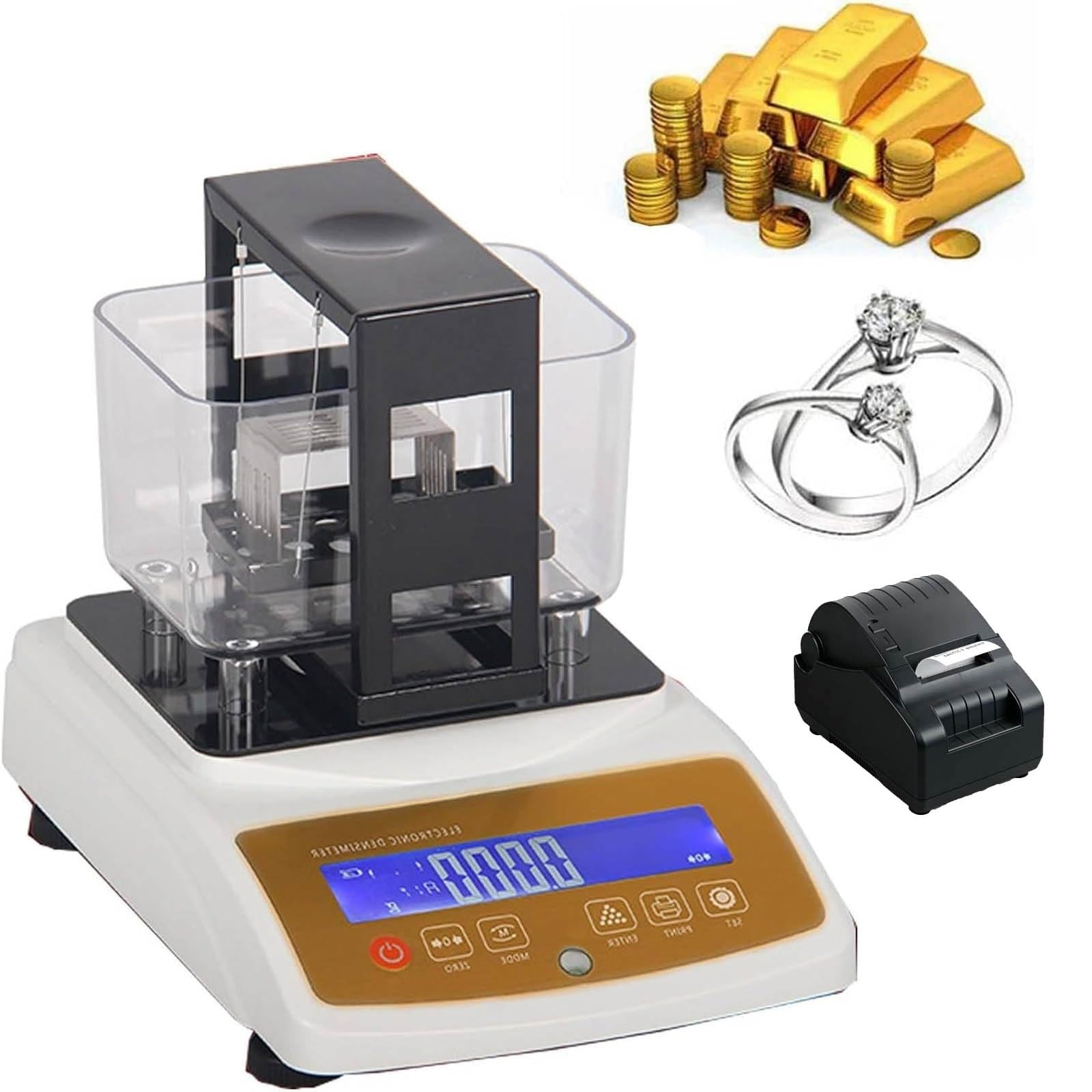 Hochpräzises Goldmessgerät Zur Bestimmung Der Feststoffdichte Mit Lcd-Anzeige. Automatisches Dichtemessgerät Für Feststoffe Und Flüssigkeiten, Für Die Schmuckindustrie, Banken(W/Printer,XF2203K)