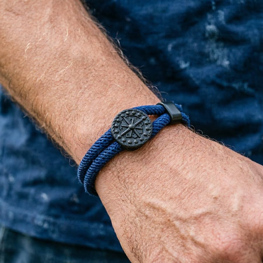 Pulsera para hombre con diseño de brújula color Navy miniatura 4