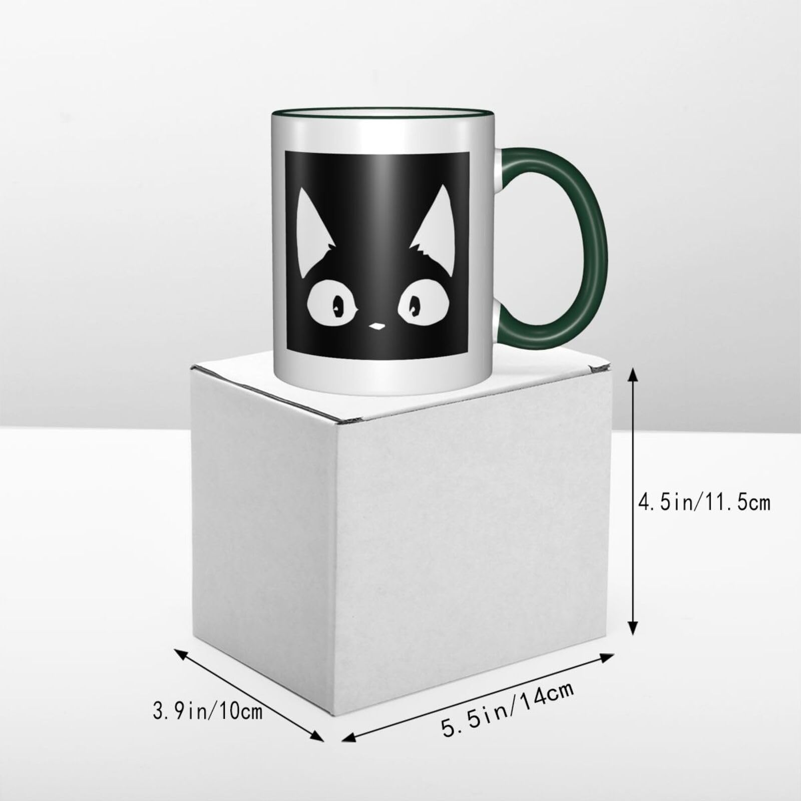 Amazon.co.jp: 猫 面白い ねこ 猫顔 黒ニャンコ マグカップ 保温・保冷 電子レンジ対応 大容量 330ml コーヒーカップ 陶器  セラミック 耐高温 軽量 誕生日プレゼント Dark Green : ホーム＆キッチン