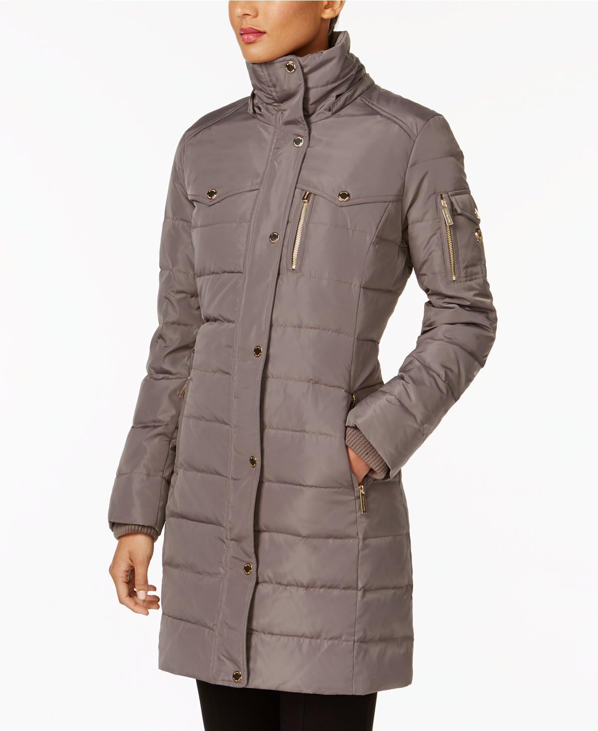 Amazon.co.jp: Michael Kors フェイクファートリムダウンパファー